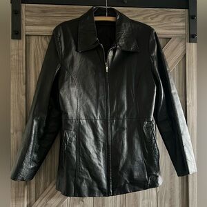 Black Leather Zip Up Jacket